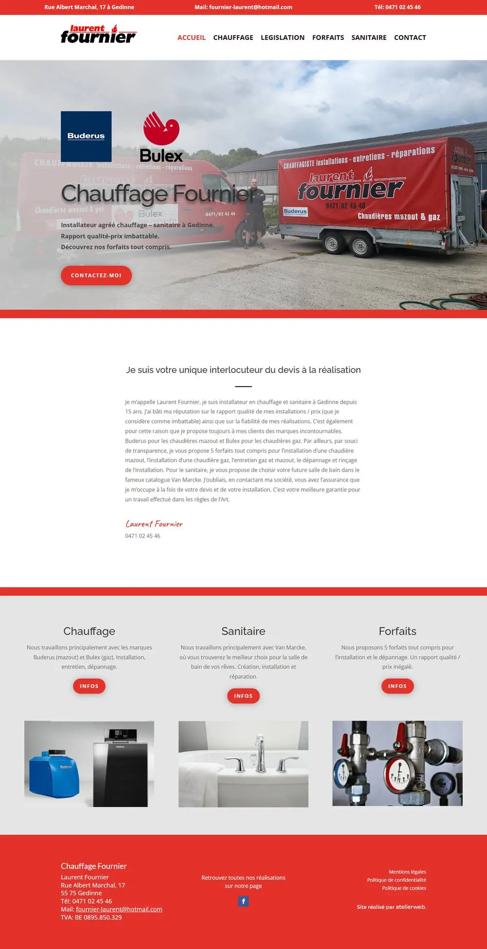 Chauffage Fournier: Website for Chauffage Fournier in Gedinne: Laurent Fournier installs heating and plumbing (Buderus, Bulex) with fifteen years of experience.