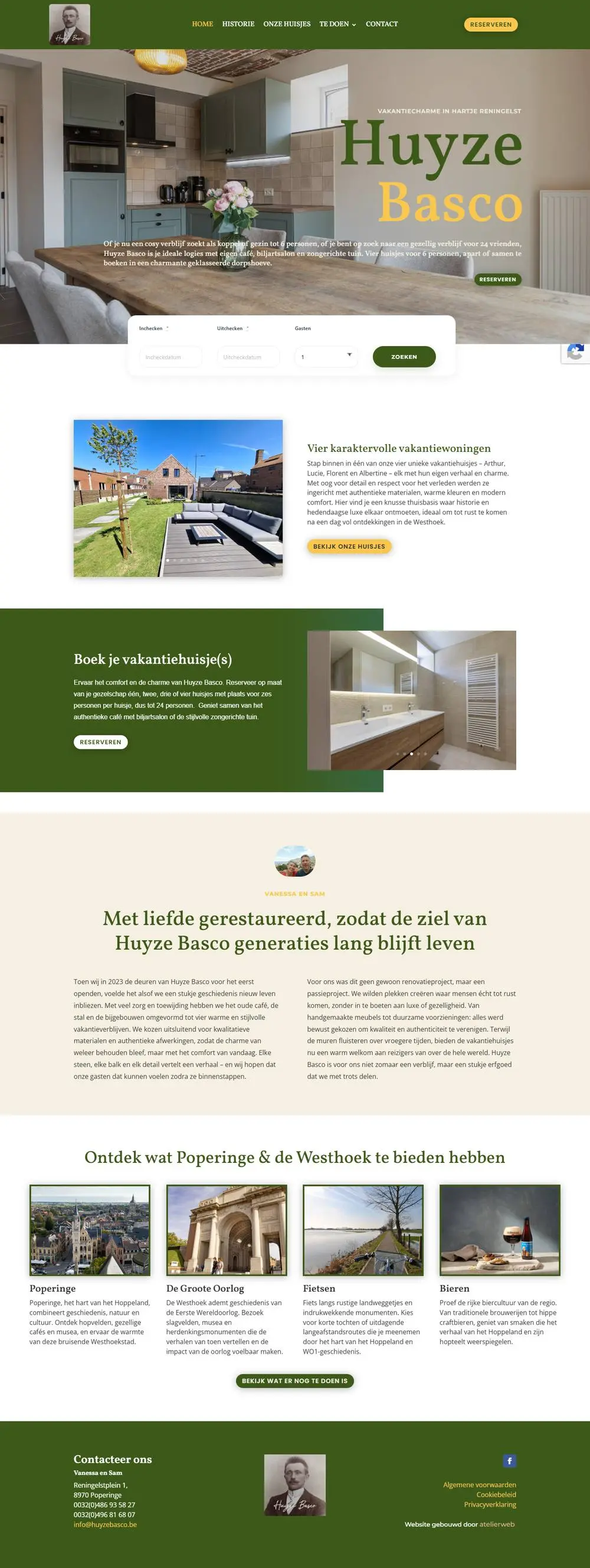 Huyze Basco, on a computer: Four holiday homes in a renovated village café in Reningelst, with their own booking module next to Booking.com: a second stream of bookings, without commission.