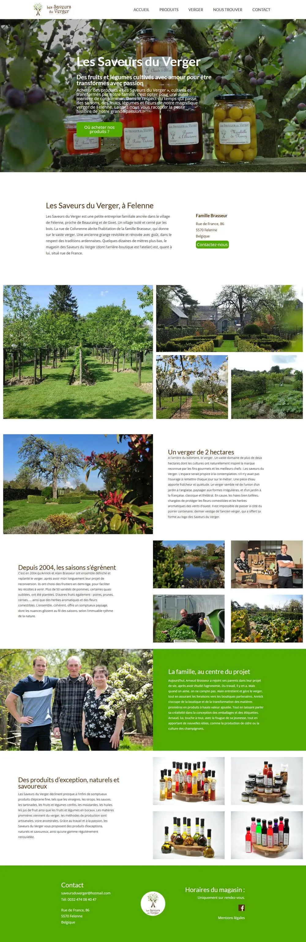 Les Saveurs du Verger: Website for Les Saveurs du Verger in Felenne: the Brasseur family's orchard, their home-made products and the shops where you can buy them.