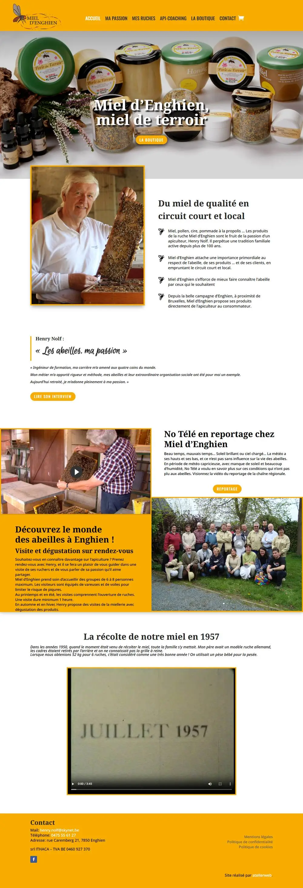 Miel d'Enghien: Web shop for Miel d'Enghien, the honey of beekeeper Henry Nolf in Enghien, who carries on a hundred-year family tradition.