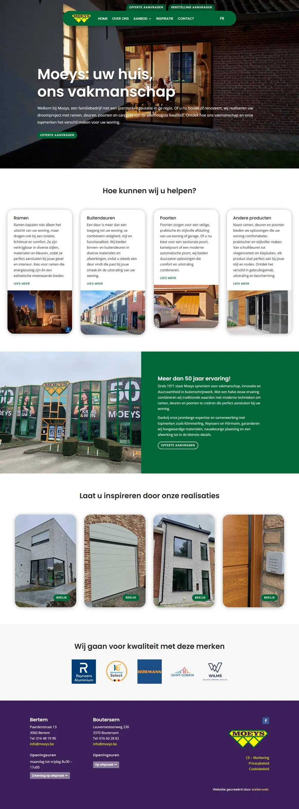 Moeys, on a computer: New website for Moeys, a family business in exterior joinery in Bertem since 1971: windows, doors, gates and shutters from Kömmerling, Reynaers and Hörmann.