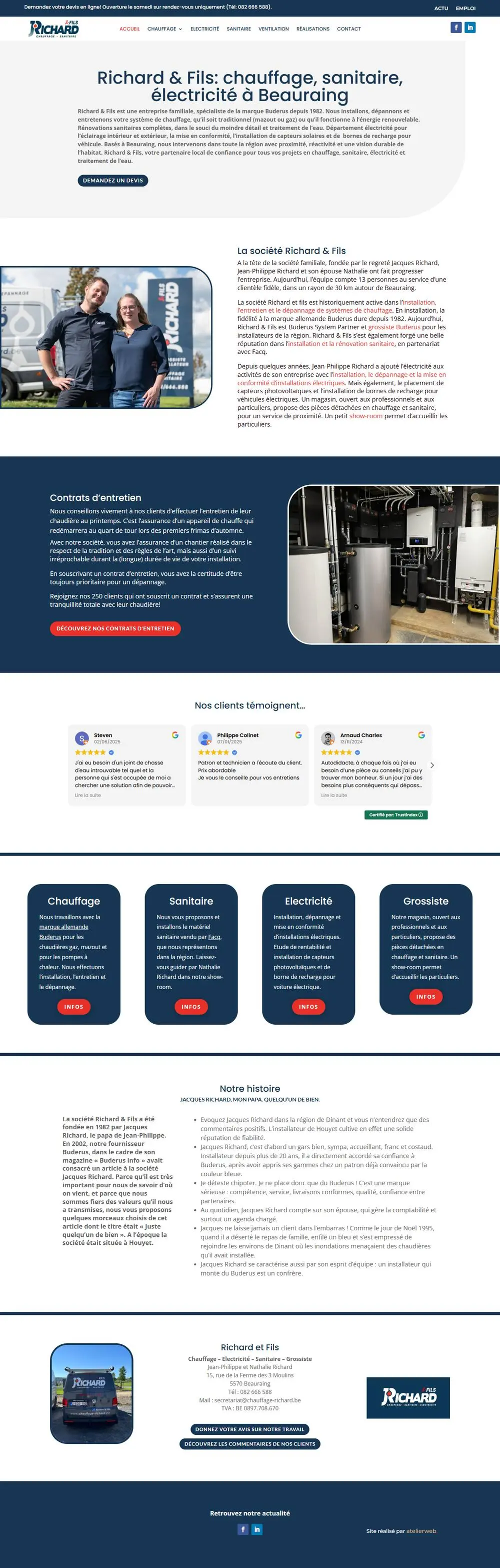 Richard et Fils, sur ordinateur: Site, page Facebook et autocollants pour Richard et Fils, chauffagiste et grossiste de Jean-Philippe Richard à Beauraing.